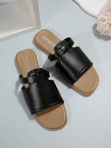 優雅黑色涼鞋適用於極簡風格鏤空涼拖 - 棕色 - 查看 3