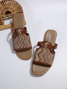 時尚涼鞋適用於鋸齒圖案鏤空涼拖 - 彩色 - 查看 3