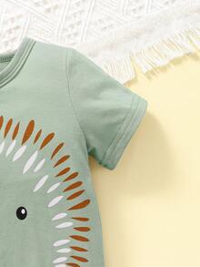 Baby Boy Cartoon Graphic Tee & Shorts Set - Green - View 5