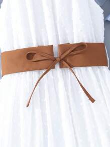 SHEIN 休閒撞色女童洋裝網拼接 - 白色 - 查看 7