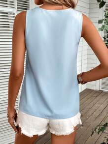 SHEIN LUNE 素色無袖襯衫 - 薄荷藍 - 查看 2