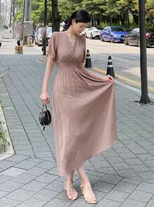 DAZY Đầm màu trơn Giải trí - Bụi hồng - Xem 3