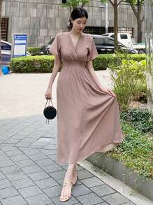 DAZY Đầm màu trơn Giải trí - Bụi hồng - Xem 6