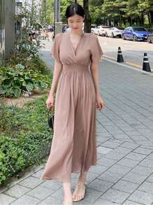 DAZY Đầm màu trơn Giải trí - Bụi hồng - Xem 8