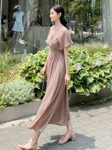 DAZY Đầm màu trơn Giải trí - Bụi hồng - Xem 10