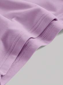 SHEIN MOD Áo thun nữ Hội Chữ thập màu trơn Giải trí - Màu Lilac Tím - Xem 4