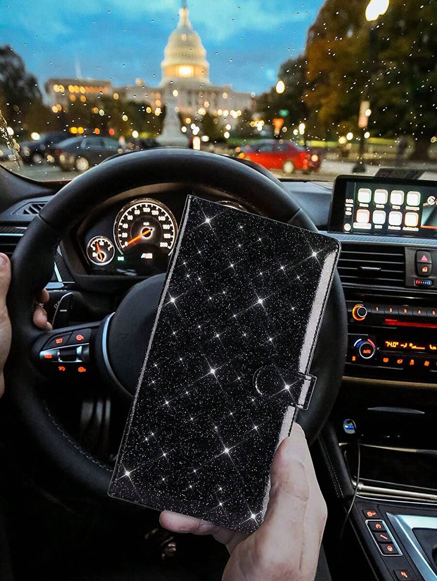 Vehicle Insurance & Registration Holder For Car, Car Interior Glitter Accessory - Black - View 1