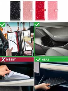 Vehicle Insurance & Registration Holder For Car, Car Interior Glitter Accessory - Black - View 3