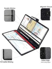 Vehicle Insurance & Registration Holder For Car, Car Interior Glitter Accessory - Black - View 4