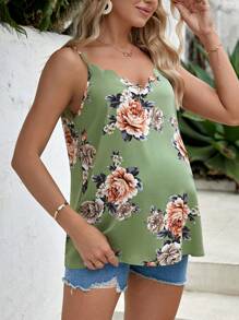 SHEIN 孕婦印花吊帶上衣 - 綠色 - 查看 3