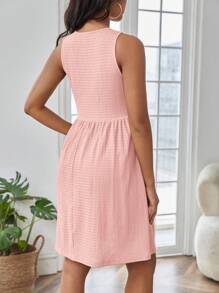 SHEIN Maternity Solid A-line Dress - Baby Pink - View 2