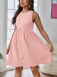 SHEIN Maternity Solid A-line Dress - Baby Pink - View 6