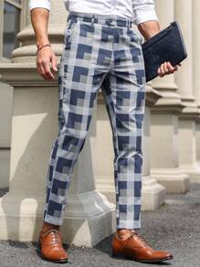 Manfinity Mode Men Suit Pants Túi Sọc ca rô - Nhiều màu - Xem 1