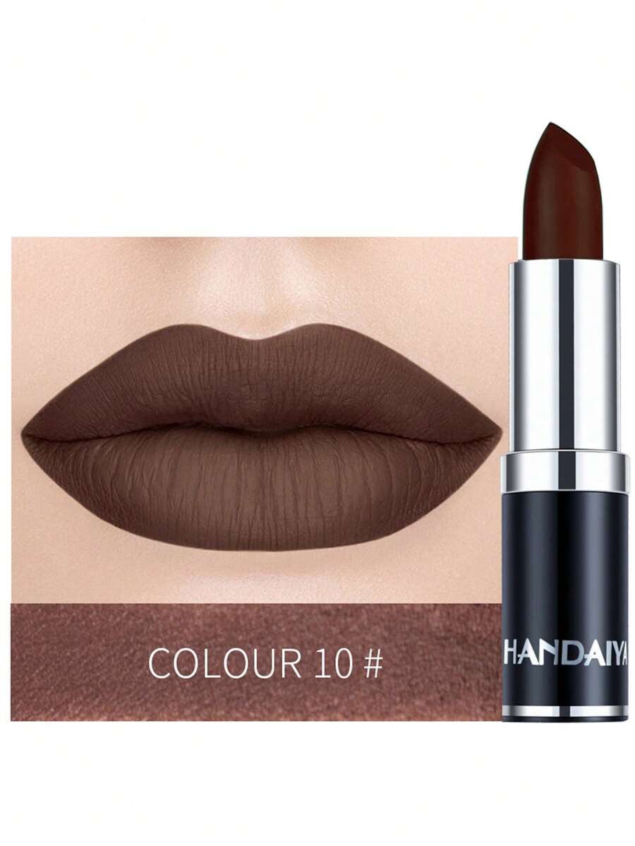HANDAIYAN Matte Moisturizing Lipstick, Velvet Lipstick For Music Festival, Party, Outdoor Travel, 3.5g, Back To School, Halloween, Christmas, Makeup, Suitable For Women, Especially Millennials, Great For Birthday/Valentine's Day/Mother's Day Gifts, Essential For Celebration Parties, Best Color - 摩卡棕 - 查看 1