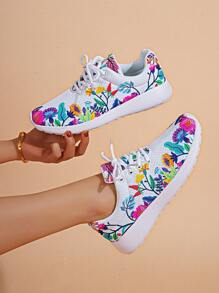 女士們印花繫帶跑步鞋適用於路跑步 - 彩色 - 查看 5