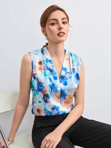 BizChic 印花無袖襯衫工作服