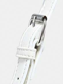 鉚釘裝飾流浪包白色時尚可調整肩帶 - 白色 - 查看 5