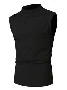 Manfinity Fever City Men Mock Neck Ribbed Knit Tank Top - Black - View 5