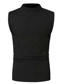 Manfinity Fever City Men Mock Neck Ribbed Knit Tank Top - Black - View 6