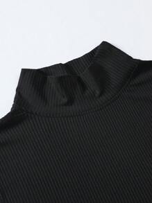Manfinity Fever City Men Mock Neck Ribbed Knit Tank Top - Black - View 8