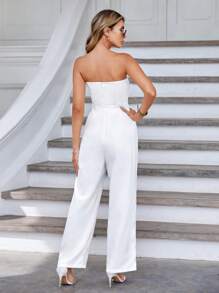 SHEIN Privé Solid Slant Pocket Tube Jumpsuit