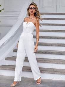 SHEIN Privé Solid Slant Pocket Tube Jumpsuit