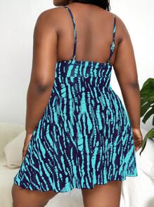 SHEIN Swim Curve Plus Size Allover In Split Hem Đầm đi biển mùa hè - Nhiều màu - Xem 2