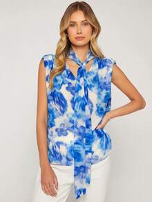 BizChic 紮染繫帶領無袖襯衫