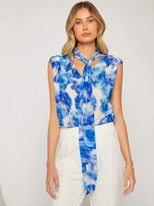 BizChic 紮染繫帶領無袖襯衫