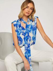 BizChic 紮染繫帶領無袖襯衫