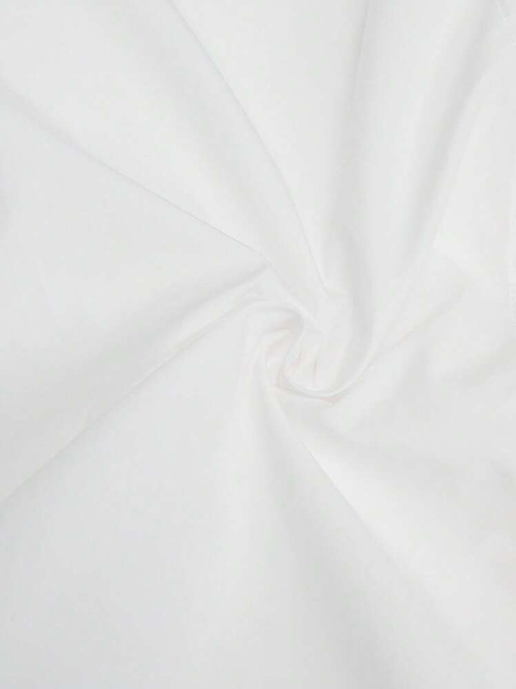 BizChic Women's Autumn White Solid Color Dropped Shoulder Curved Hem Work Shirt, Ladies Casual Button Down Long Sleeve Oversized White Dropped Shoulder Shirt, Women's White Button Down Long Sleeve Shirt, Fashion Commuter Business Casual Female Shirt, Elegant Ladies Formal Blouse - White - View 6