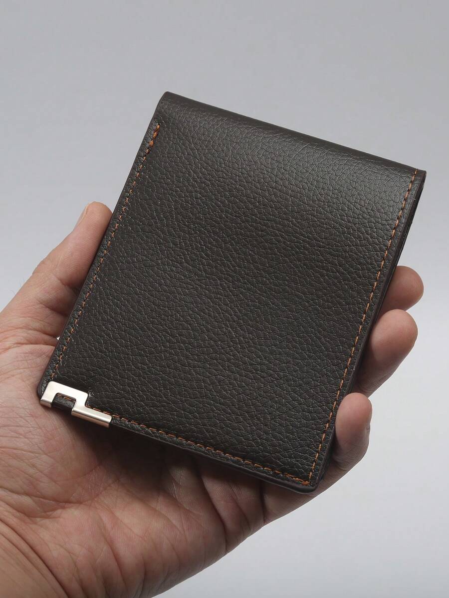 Litchi dập nổi ví nhỏ màu nâu chi tiết cho hàng ngày - màu nâu - Xem 1