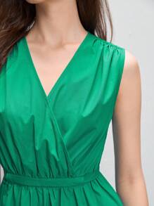 BizChic 交疊領斜口袋連衣裙 - 綠色 - 查看 9