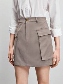 BizChic 翻蓋口袋工裝裙 - 灰色 - 查看 8