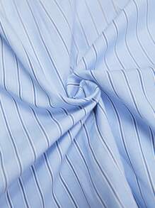 BizChic Đầm Nút phía trước xoắn lại Sọc Giải trí - Màu xanh nhạt - Xem 3