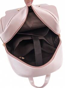 3pcs Backpack Set Bow Decor Classic Backpack Crossbody Bag Wallet - Pink - View 11