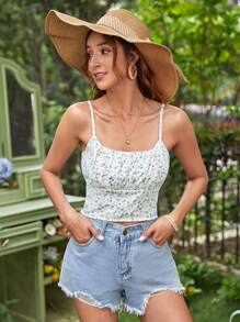 SHEIN VCAY Ditsy Floral Print Cami Top - Multicolor - View 3