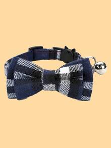 1入組格紋印花寵物項圈 - 彩色 - 查看 2