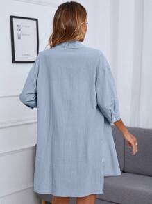 INAWLY Drop Shoulder Pocket Patched Shirt