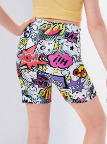 Leggings Bé Gái Lá thư Tất cả trên in - Nhiều màu - Xem 3