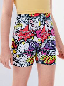 Leggings Bé Gái Lá thư Tất cả trên in - Nhiều màu - Xem 4