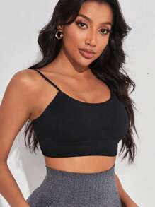 Yoga Sxy 露背交叉短款運動型胸罩 - 黑色 - 查看 5