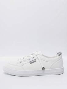 字母貼飾前綁帶板鞋 - 白色 - 查看 2