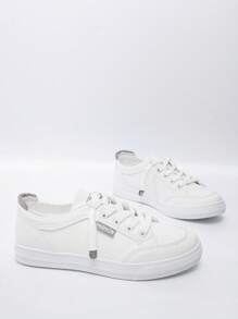 字母貼飾前綁帶板鞋 - 白色 - 查看 3