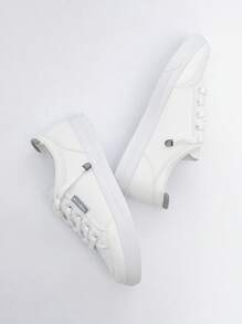 字母貼飾前綁帶板鞋 - 白色 - 查看 4