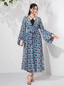 Modelyn Bộ đồ hai mảnh nữ Đồ họa Thanh lịch - Màu xanh bụi bặm - Xem 5