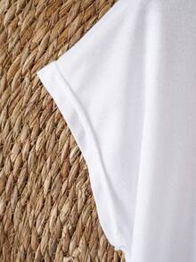 SHEIN LUNE Áo thun nữ Bộ lạc Giải trí - trắng - Xem 5