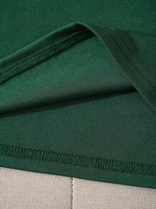 INAWLY Letter Embroidered Crop Tank Top - Dark Green - View 4