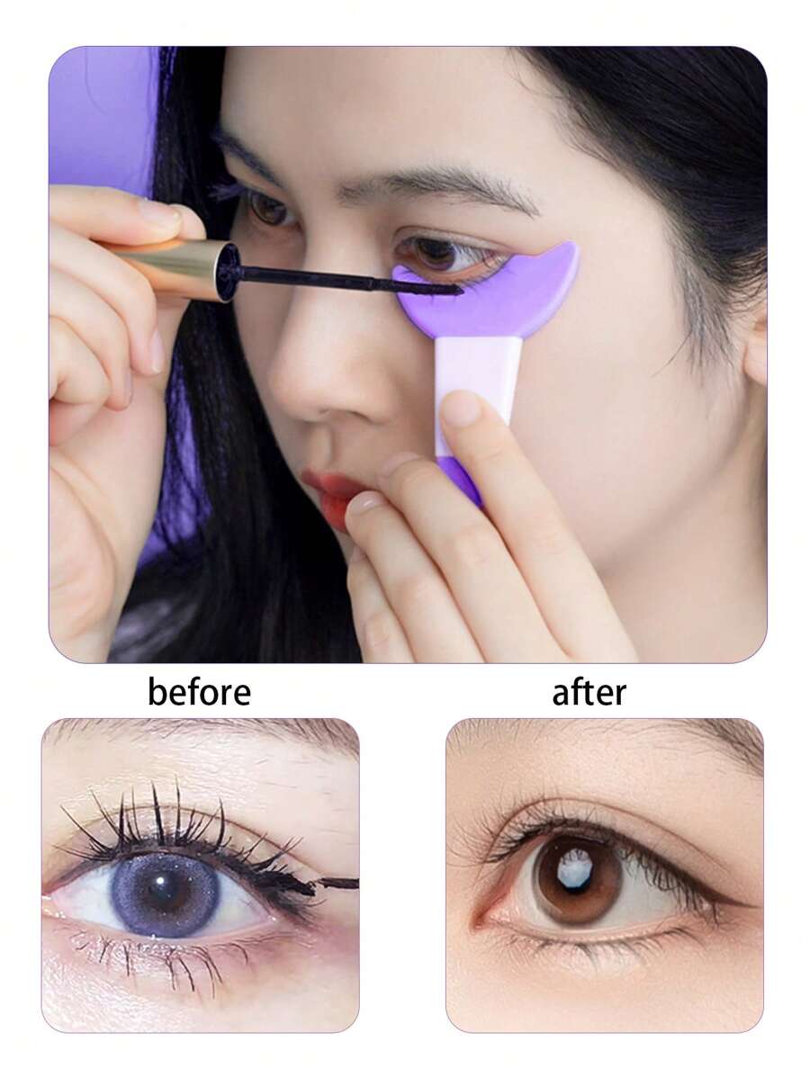 眼線筆輔助,鞭打工具,1入組矽膠眼妝輔助模版眼線筆輔助彩妝模套工具睫毛化妝工具 - 紫色 - 查看 1