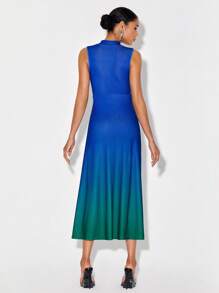 CIRCE 漸變圖案小高領連衣裙 - 藍色 - 查看 2